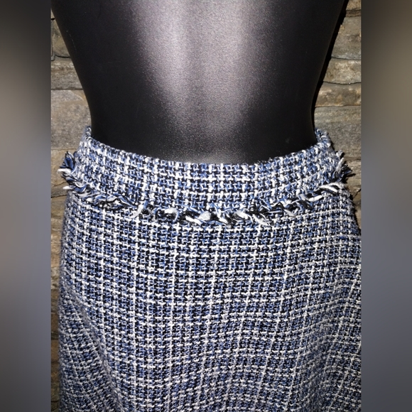 Lily by Firmiana blue and white plaid skirt with fringe hem, size M - Picture 3 of 8